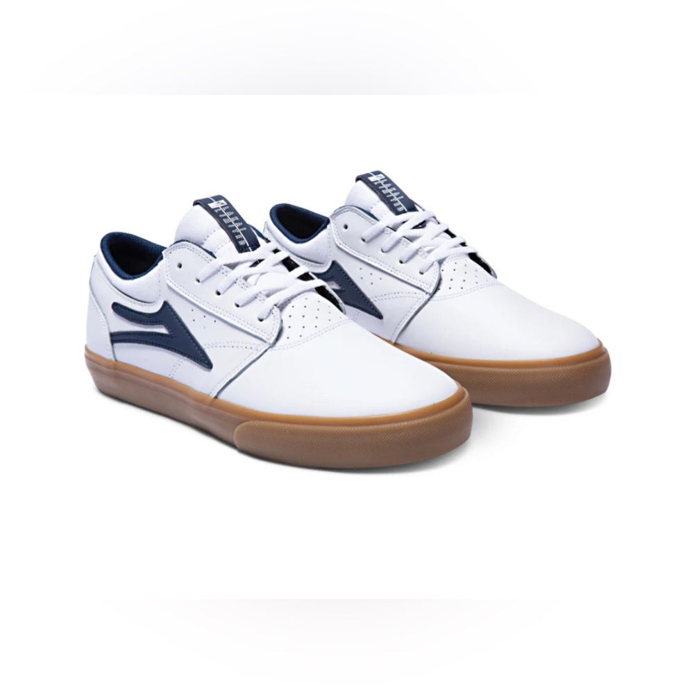 Lakai Men’s Griffin shoes skateboarding White/Blue with gum soles size 10.5